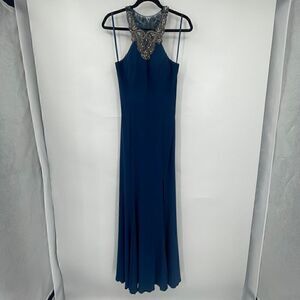 Aspeed Women's Hand beaded Evening Gown Royal Blue Polyester Formal Dress Small
